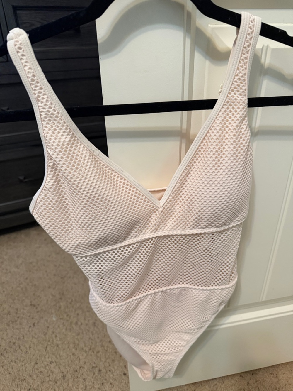 Cream one piece mesh swim suit